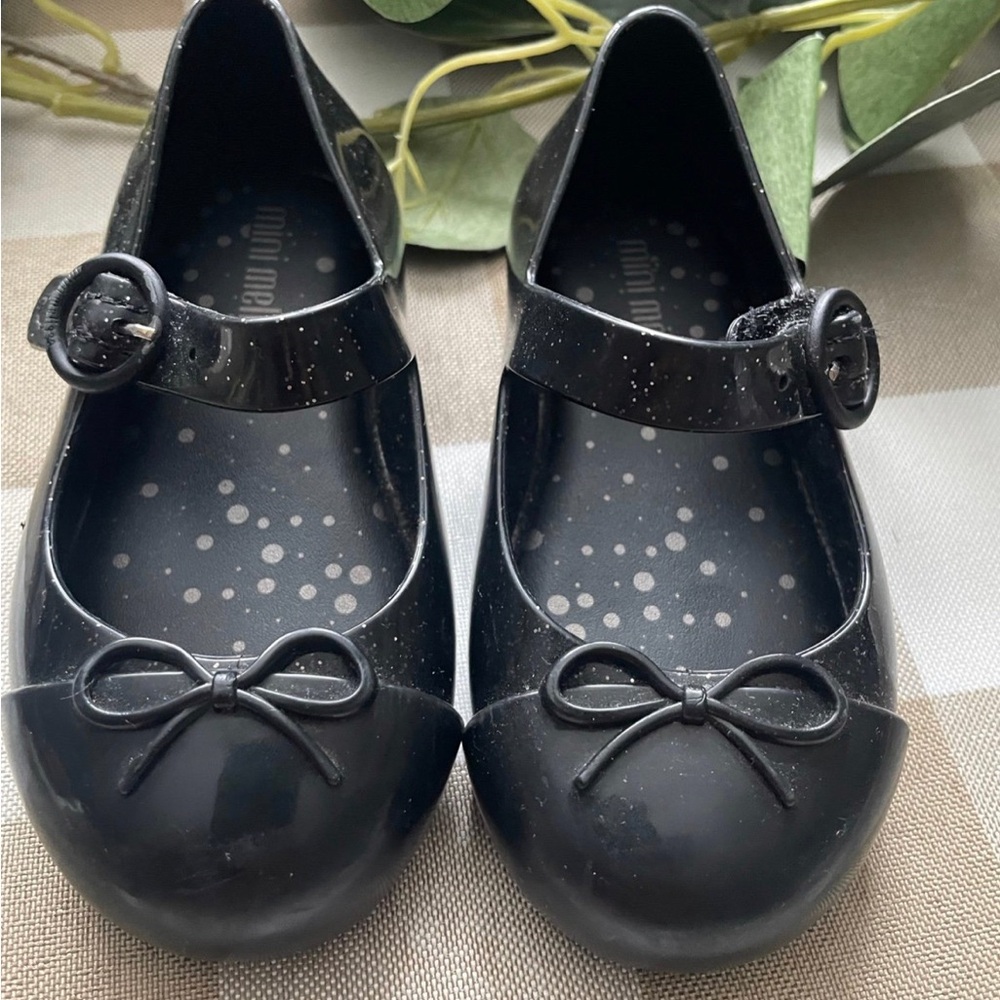 Mini Melissa Sparkly Black Dress Shoes for Kids